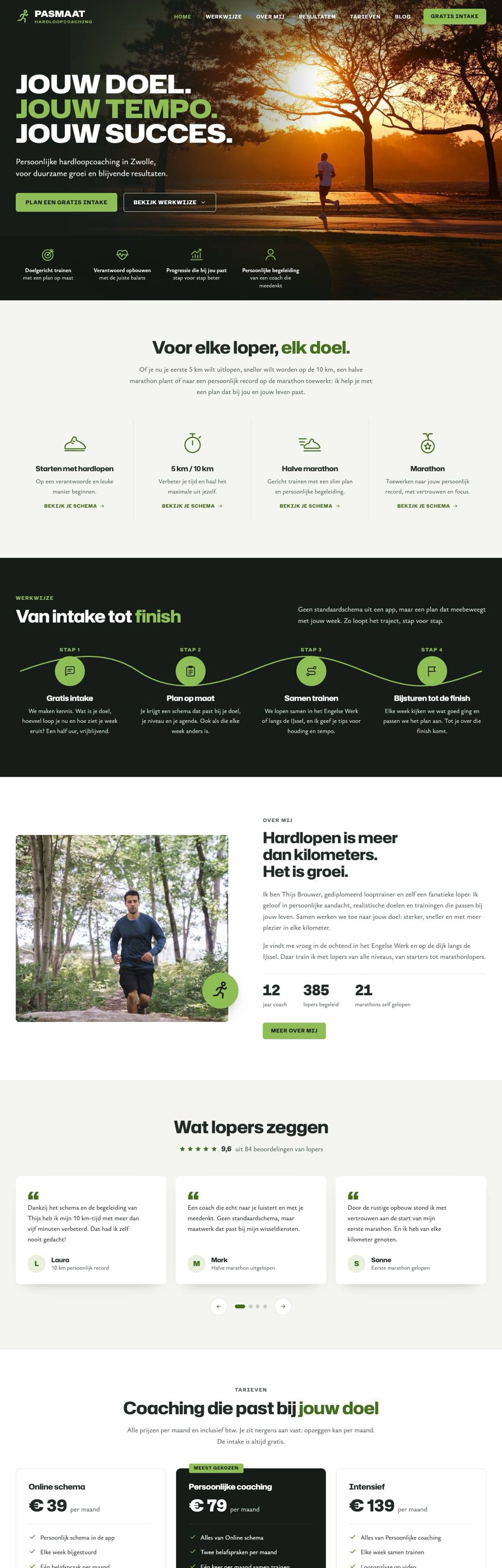 Homepage van Pasmaat Hardloopcoaching